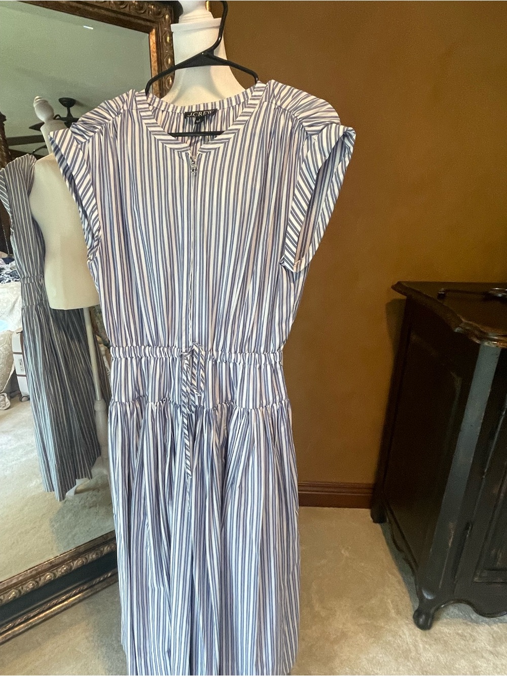 Jcrew stripe Blue and White Tiered Midi Dress